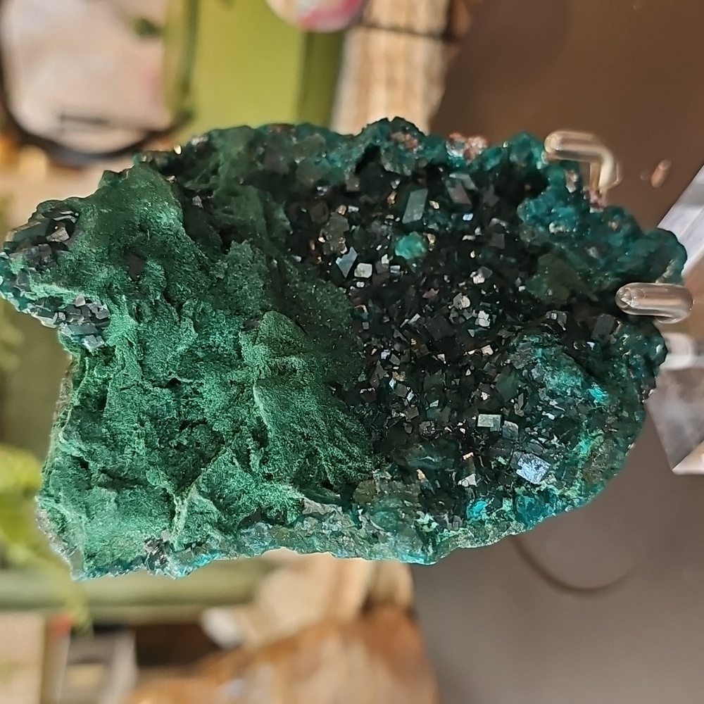 RARE Quality Large Dioptase W/ Malachite And A Bit Of Shattuckite! Stunning! - Picture 10 of 10